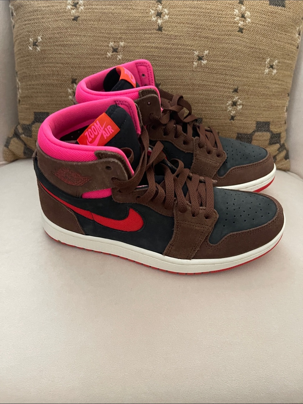 Nike Air Jordan 1 Mid Black/Brown/Red with Pink Liner